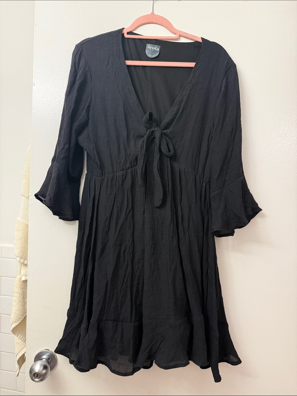 ARULA Black Tie-Front Dress